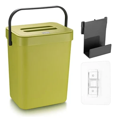 Imagen de YiPHomn Papeleras suspendidas, 5 l papelera de cocina, cubo basura colgante con tapa para coche, baño, oficina, dormitorio, color verde