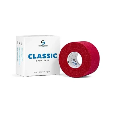 Imagen de Sportacular Gear Sporttape Classic 3,8 cm x 10 m, varios colores y cantidades, cinta rígida no elástica, impermeable, hipoalergénica, algodón (1 rollo, rojo)