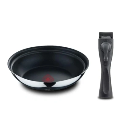 Imagen de BERGNER CLICK &amp; COOK Set 3 Pzs Sartenes (24+26 cm) con Mango Desmontable Acero Inoxidable Revestimiento Antiadherente ILAG Essential Heatdot Technology
