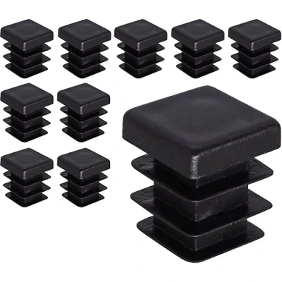 Imagen de SKIR&#039;CO 10 tapones cuadrados de plástico 12 x mm, tapas tubo mate, insertos cuadrados, para postes valla, color negro RAL 9005