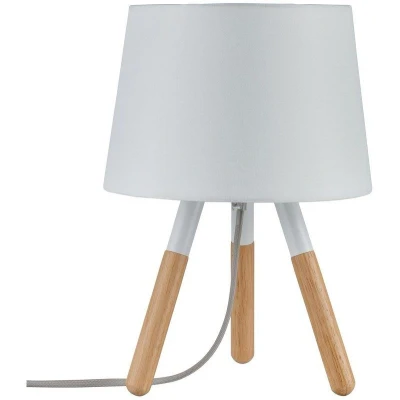 Imagen de Paulmann 79646 Neordic Berit máx. 1x20 W, luminaria de sobremesa E27, lámpara para mesita Noche, Blanco 230 V Tela/Madera/Metal, sin Fuente luz