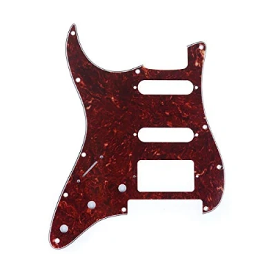 Imagen de Musiclily Pro 11 Agujeros HSS Modern Style Strat Pickguard Golpeador para Guitarra Zurdos American/México Standard Stratocaster con Floyd Rose Puente Cut, 4 capas Vintage Tortoise