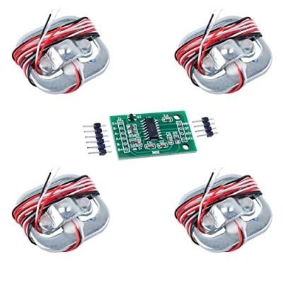 Imagen de DIYmalls 4pcs Load Cell 50kg Weight Sensor Half Bridge Human Body Scale Strain Gauge with Amplifier + 1pcs HX711 AD Weighing Module for Arduino