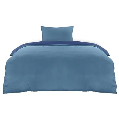 Imagen de Utopia Bedding Funda Nordica Cama 90 Microfibra Juego de Edredon 135x200 cm y 1 Almohada 50x75 (Azul Marino/Azul Claro)