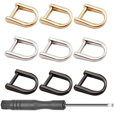 Imagen de YANJINGHE 9 Piezas Anillos en D, D Desmontable, Metálicos Anillas para Bolsos, Accesorios de Bolsa Anillo con Tornillo y Destornillador, Carteras, Mochilas, Llaveros