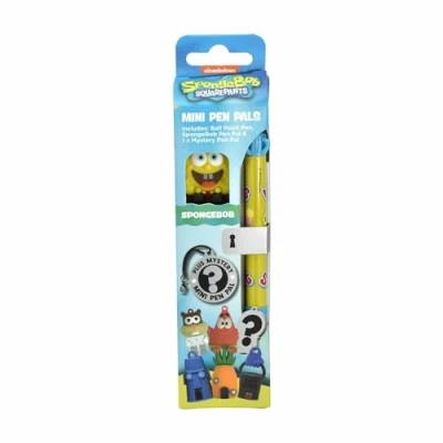 Imagen de Biros de Bob Esponja con 2 figuras coleccionables, bolígrafo el diseño la popular serie infantil, mercancía oficial, ideal para los fans