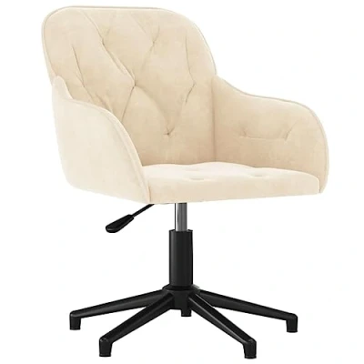 Imagen de vidaXL Silla de Oficina Giratoria Mueble Tapizada Ordenador Computadora Estudio Escritorio Despacho Sala Estar Terciopelo Color Crema