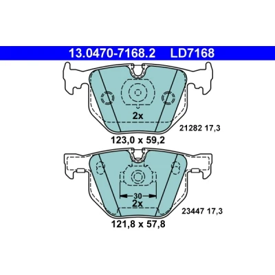 Imagen de ATE Ceramic 13.0470 7168.2 Juego de pastillas freno preparado para indicador desgaste, excl. contacto avisador desgaste BMW: 7