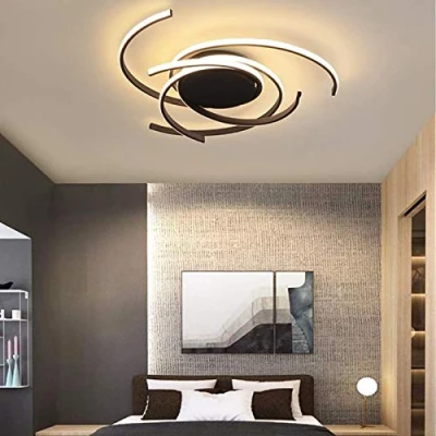 Imagen de Lámpara de techo LED moderna regulable con control remoto isla cocina Mesa comedor Diseño forma flor espiral creativa Iluminación araña acrílico metal, blanco