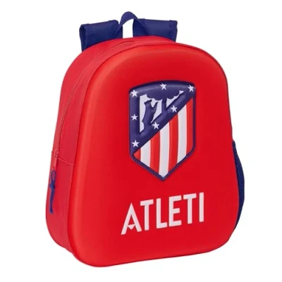 Imagen de Safta ATLÉTICO de MADRID Mochila Escolar, con Diseño 3D, Adaptable a Carro, Ideal para Niños Diferentes Edades, Cómoda y Versátil, Calidad Resistencia, 27x10x33 cm, Color Rojo