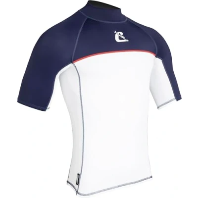 Imagen de Cressi Shield Man Rash Guard Short/SL Rashguard de Manga Corta Hombre para SUP y Deportes Acuáticos, Blanco/Azul, XXXXL/8