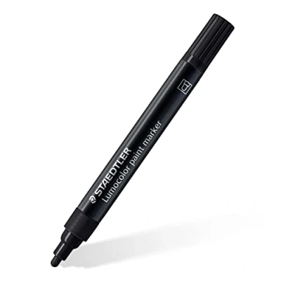 Imagen de Staedtler Lumocolor 349 9 Rotulador acrílico permanente, resistente al agua y a las manchas para superficies claras oscuras, ancho de línea 2,4 mm, sin olor, 10 rotuladores acrílicos