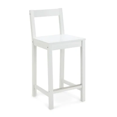 Imagen de Amazon Basics Silla tipo taburete con respaldo, madera, blanco, 1 unidad