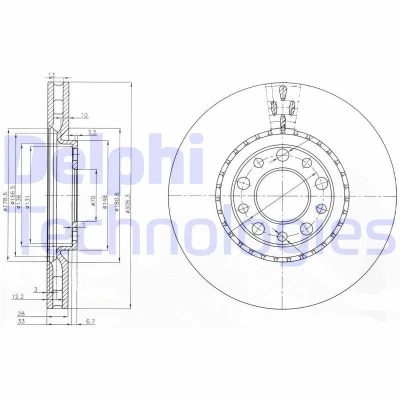 Imagen de DELPHI BG3951 Disco de freno 305 28 5 ventilado aceitado sin procesar cojinete rueda, anillo sensor ABS ALFA ROMEO: Giulietta Hatchback