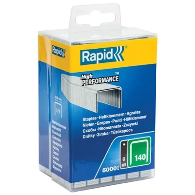 Imagen de Rapid Caja de Grapas Corona Plana para Plástico, Cartón y Alfombras N.º140 Acero Galvanizado, 6 mm 5.000