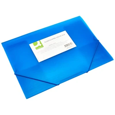 Imagen de Q Connect KF02312 Folder Clip &amp; Elastic Frosted Blue A4, azul translúcido