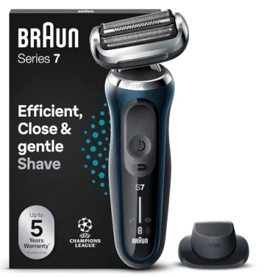 Imagen de Afeitadora Braun Series 7 71 B1200S, eléctrica de barba, Wet &amp; Dry, Accesorio para corte pelo, Azul