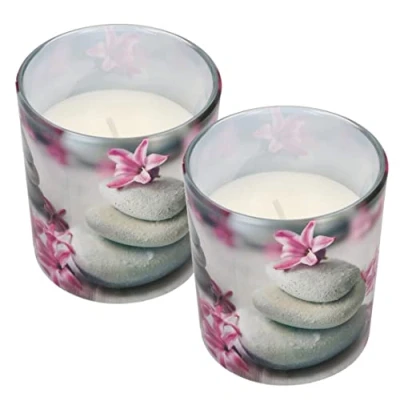 Imagen de KOTARBAU® 2 x Vela perfumada en frasco de cristal, Duración hasta 22 horas, Aroma agradable, Velas decorativas, vaso cristal perfumada, aromática SPA, Idea regalo, unidades