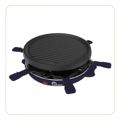 Imagen de LITTLE BALANCE 8747 Cheese &amp; Fun, Raclette Grill, 2 en 1, hasta 6 personas, sin PFAS, 800 W, Azul noche