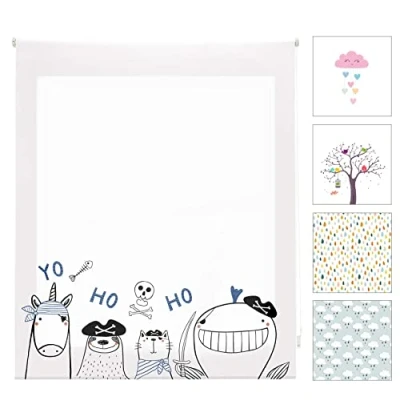Imagen de Blindecor Digital Infantil Estor Enrollable Translúcido con Estampado Impresión Modelo Zoopirate 130 x 180 cm (ancho por alto) Tamaño de la Tela 127 175 Estores para Ventanas