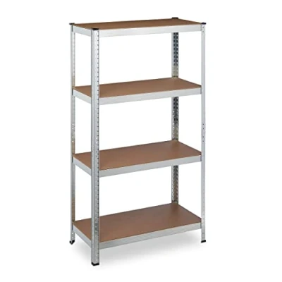 Imagen de Relaxdays 10034170 Estantería Metálica Cargas Pesadas, 4 Baldas, 157 x 80 40 cm, Resiste hasta 280 kg, Taller, Garaje, Plateado, 157x80x40 cm