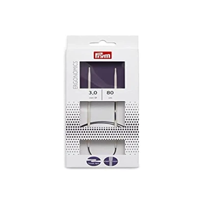 Imagen de Prym Knitting Pins Ergonomics 80 cm 3.00 mm Agujas de Tejer Circulares, diseño ergonómico, 3 x Largo, Metal, Multi Colour, 17 1