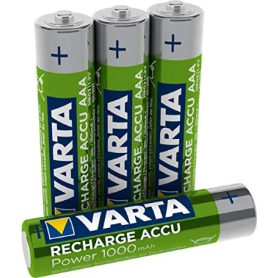 Imagen de VARTA Pilas AAA, recargables, paquete de 4, Recharge Accu Power, batería recargable, 1000 mAh Ni MH, sin efecto memoria, precargadas, listas para usar
