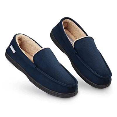 Imagen de Dunlop Zapatillas Casa Hombre Pantuflas Estilo Mocasines Cerradas de Invierno Calientes Suela Goma Dura Regalos Originales para (45 EU, Azul)
