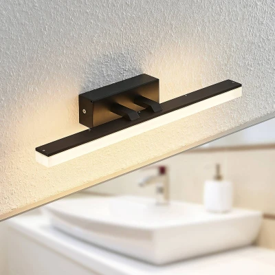 Imagen de LED Lámpara de pared &#039;Lisana&#039; (Moderno) en Negro hecho Metal e.o. para Cuarto baño (1 llama,) Lucande lámparas baño, aplique