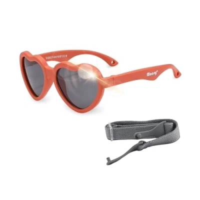 Imagen de Maesy Gafas de sol para bebé Maes 0 2 años Flexibles Banda elástica ajustable Protección polarizada UV400 Niños y niñas Corazón (Terracota)