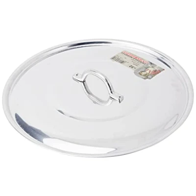Imagen de Pentole Agnelli FAMA2932 Tapa plana con mango, borde y puente, tipo pesado en aluminio BLTF, plata pulida, 32 cm