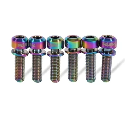 Imagen de Pernos de Varilla Bicicleta, Tornillos aleación Titanio M5 x 18 mm con Arandelas para Bicicleta MTB (6 Unidades) (Arco Iris)