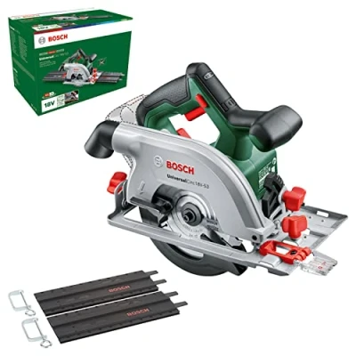Imagen de Bosch sierra circular a batería UniversalCirc 18V 53 (para serrar con precisión madera; profundidad máx. corte: mm; juego guías de dos piezas; sistema 18 V; no incluye la batería) Edición Amazon