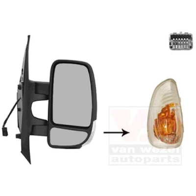 Imagen de espejo retrovisor Van Wezel 3799802 derecha negro completo, convexo, para ajuste manual espejo, con gran angular, brazo corto de