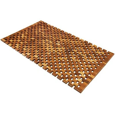 Imagen de Deuba Alfombra de Baño Madera Acacia 80x50cm Alfombrilla para Ducha Sauna SPA Certificado FSC