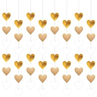 Imagen de amscan 9913250 Juego de 8 Colgantes Decorativos con Corazones, 130 cm Cada una, decoración para Bodas, San Valentín y cumpleaños, Unica (9913250)