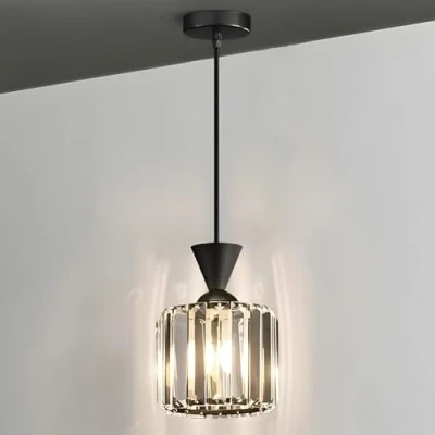 Imagen de niuniaj Lámpara de Techo Moderna Cristal, Lampara Colgante Negro con Pantalla para Salón, Pasillo, Dormitorio, Cocina
