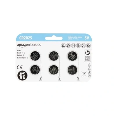 Imagen de Amazon Basics Paquete de 6 pilas litio CR2025, 3 V, larga duración, sin mercurio