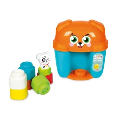 Imagen de Clementoni Soft Clemmy Dog &amp; Puppy Bucket Secchiello con Ladrillos Blandos, Juego de construcción para niños 6 Meses, Fabricado en Italia, Multicolor, 17769