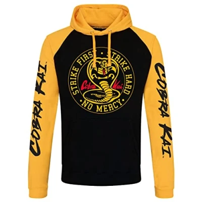 Imagen de Cobra Kai Licenciado Oficialmente Baseball Sudaderas con Capucha (Negro Amarillo), X Large
