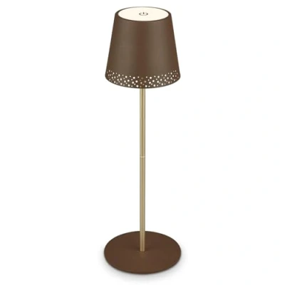 Imagen de BRILONER lámpara de mesa LED a pilas 2 en 1, regulable por niveles, táctil, luz móvil, LED, exterior, inalámbrica, color marrón/oro
