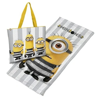 Imagen de Minions Gru Mi Villano Favorito 3 Jail Set Bolsa de Playa &amp; Toalla, Amarillo, 140 x 70 cm
