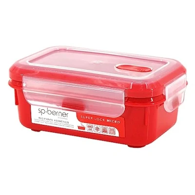 Imagen de Hermético SUPER LOCK MICRO 680 ml. apto para cocinar al vapor en el microondas, ideal transporte y almacenamiento de alimentos, cierre clip, válvula