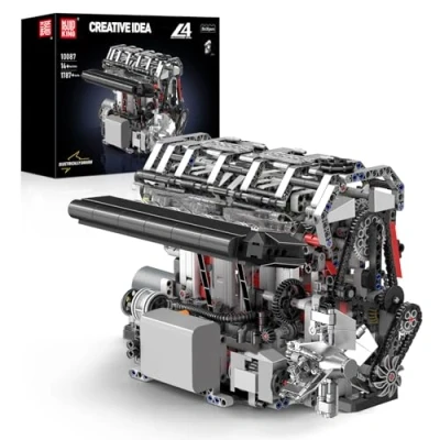 Imagen de Mould King 10087 Tecnología de cuatro cilindros Motor en serie bloques construcción, 1787 piezas línea Engine Maqueta Kit construcción como juguete/regalo/coleccionables