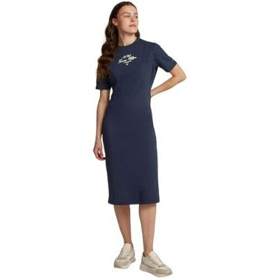 Imagen de Tommy Hilfiger Script TEE Dress Vestido informal, Mujer, Talla: XS, Dark night navy