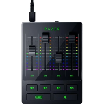 Imagen de Razer audio Mixer Mezclador de para streaming (Mezclador analógico, interfaz 4 canales con botones silencio, entrada XLR preamplificador, Plug and Play) Negro