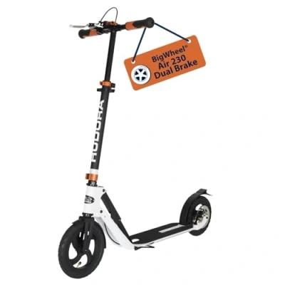 Imagen de HUDORA Scooter BigWheel Air 230 Patinetes con/sin freno de mano Patín aluminio estable con neumáticos aire Patinete urbano ajustable y plegable para hasta 120kg