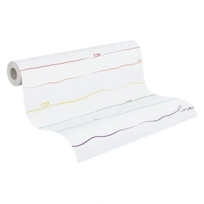 Imagen de A.S. Création Papel pintado infantil Little Love de 10,05 x 0,53 m, multicolor, blanco y rojo, fabricado en Alemania 381401 38140 1