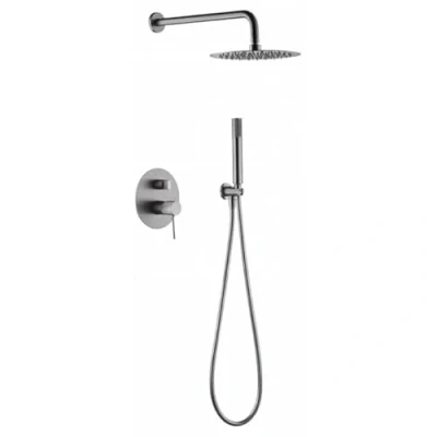 Imagen de IMEX Conjunto de ducha empotrado pared monomando 2 vias color níquel cepillado SERIE LINE GPD038/NQ