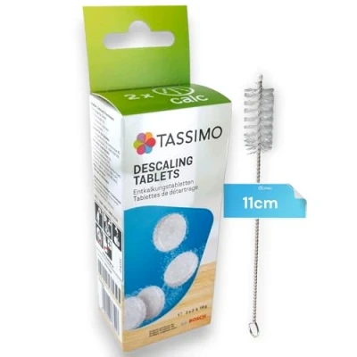 Imagen de DL pro Pastillas descalcificadoras para cafeteras Bosch Tassimo 311909 TCZ6004 con cepillo de limpieza